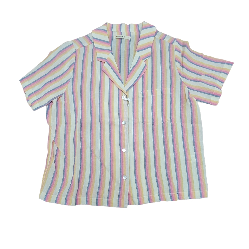 Marine Layer Retro Ombre Button Down Shirt Vertical Stripes Size S